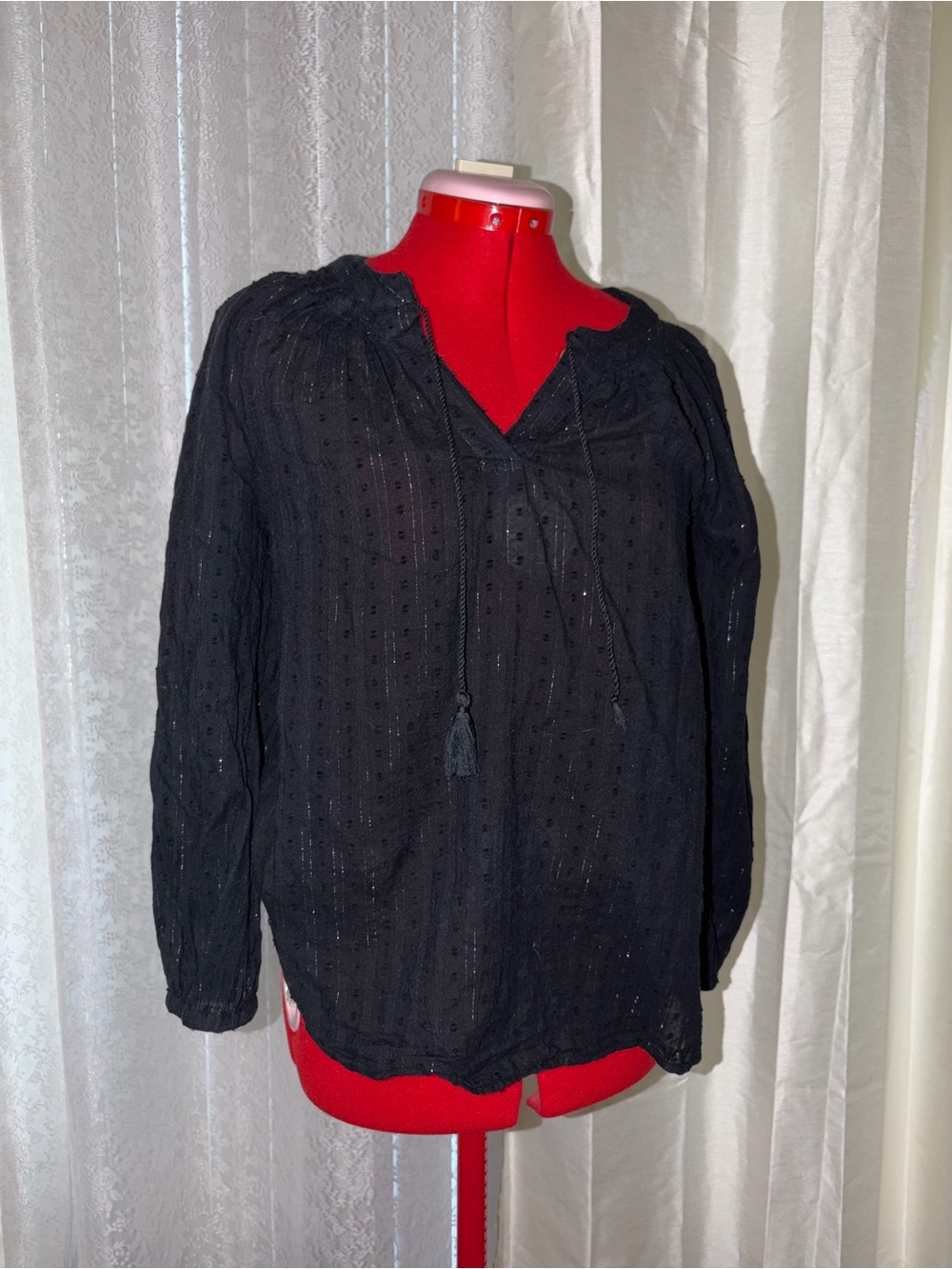 Black Women's Lightweight Peasant Blouse